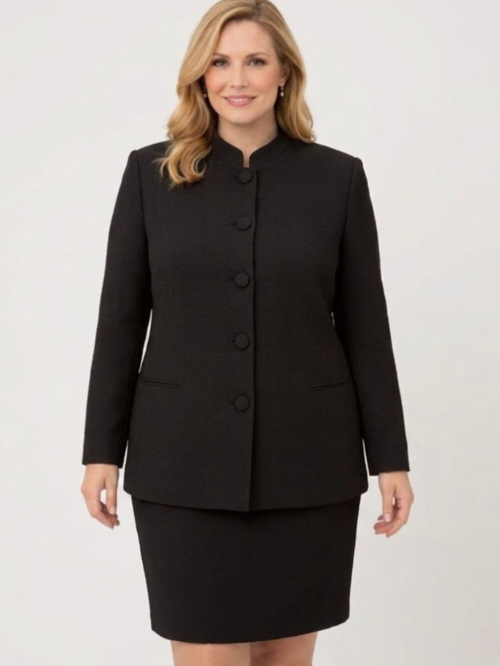 Emanuel Ungaro Vintage Mandarin Collar Jacket & Pencil Skirt Suit